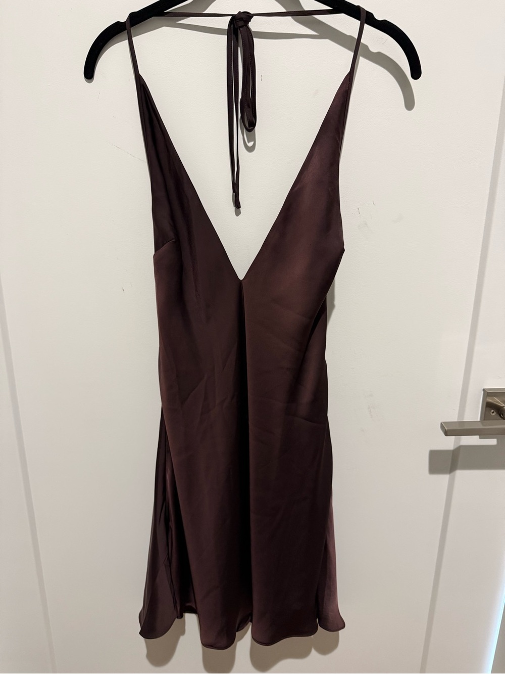 Meshki- Halter Mini Dress in chocolate brown - Picture 3 of 7